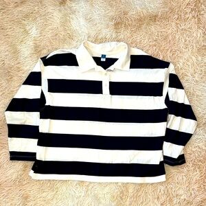 Old Navy Collared Blouse Navy/White Stripes - XL